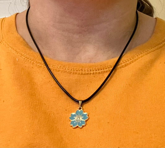 Blue Flower Pendant Necklace